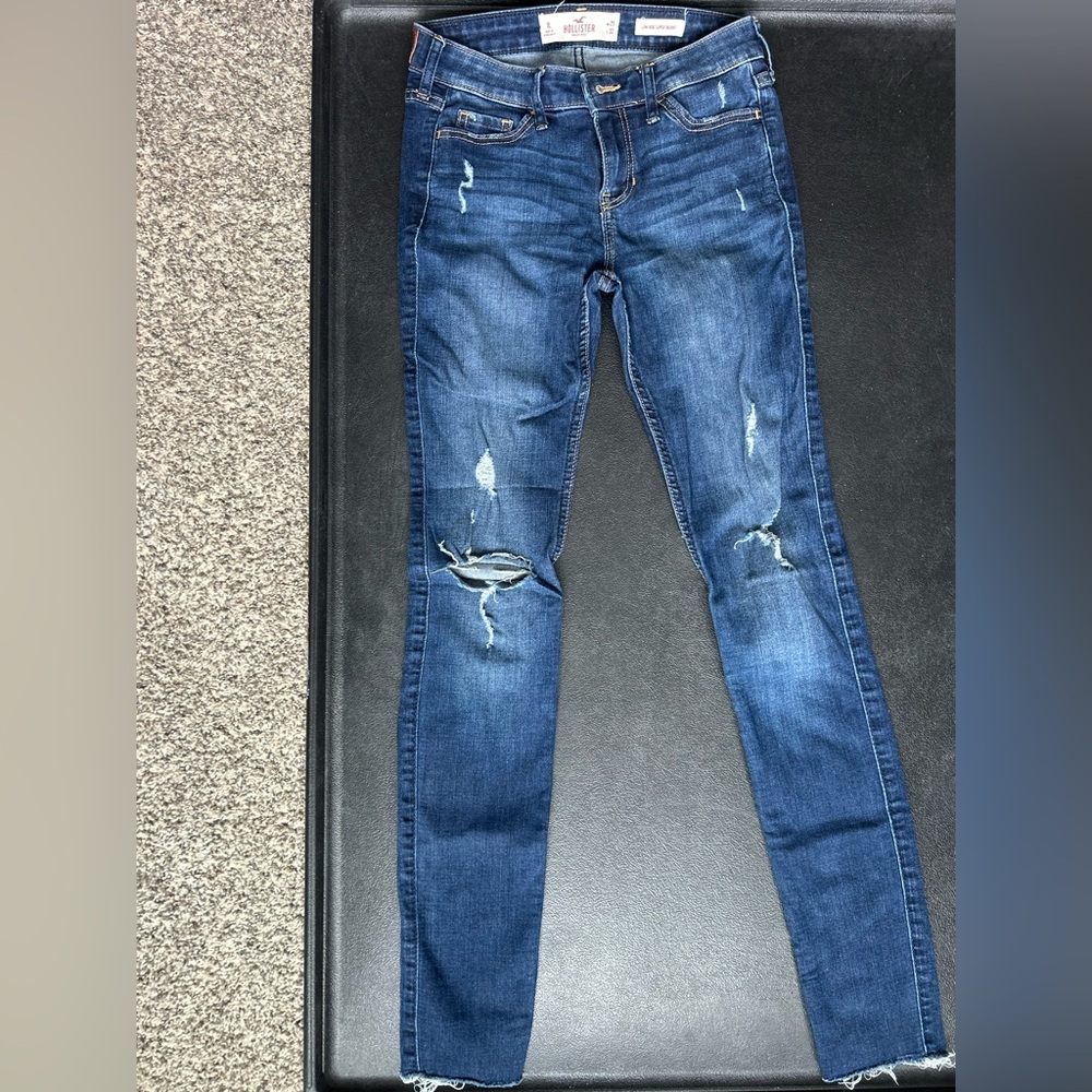 Hollister Dark Blue Distressed Skinny Jeans